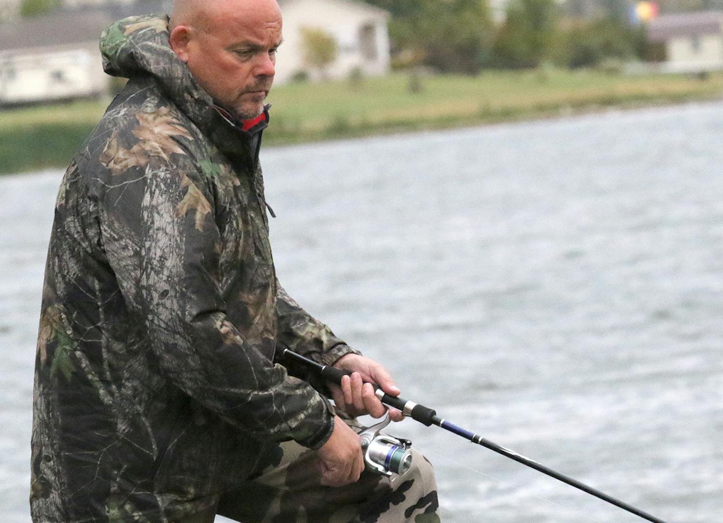 Mike Gordley of St. Paul jigs for walleyes during a recent September fishing trip to Devils Lake.