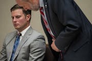 Former Minneapolis police officer Justin Stetson, left, was sentenced on Monday, Oct. 23, 2023, for beating Jaleel Stallings amid the civil unrest aft
