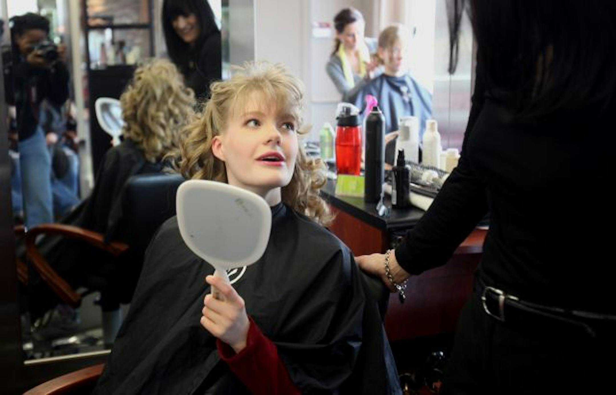 With fresh makeup and a fancy new 'do, promgoer Paige Horan gave stylist Petra Einaugler an "I'm ready for the dance floor" look.