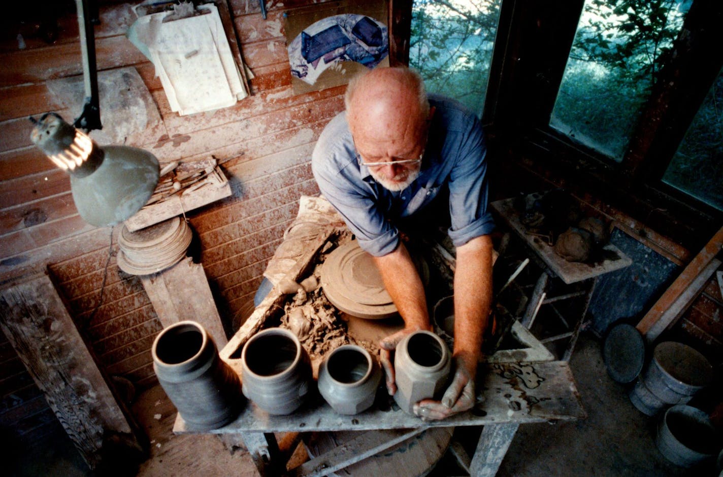 Warren Mackenzie worked in his Stillwater studio in September 1989.