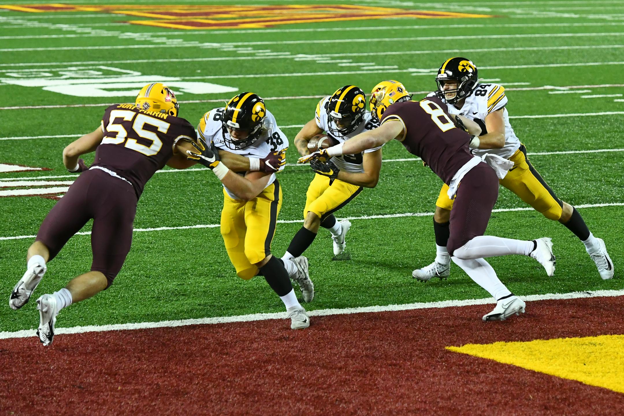 Iowa wide receiver Nico Ragaini ran the ball for a touchdown in the first quarter against the Gophers last Friday night.