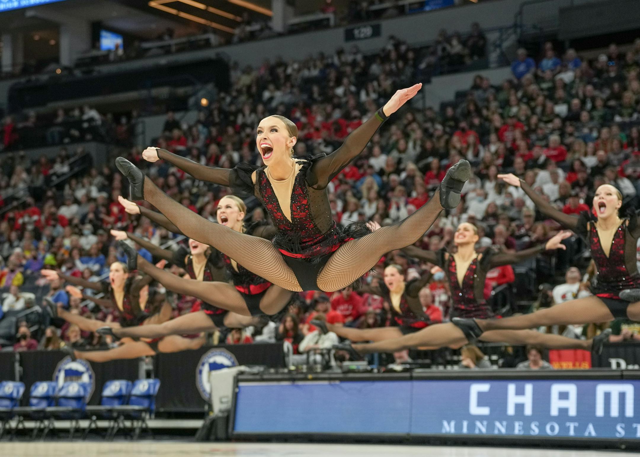 Sartell performs at the Class 3A MSHSL State High Kick Dance Tournament.