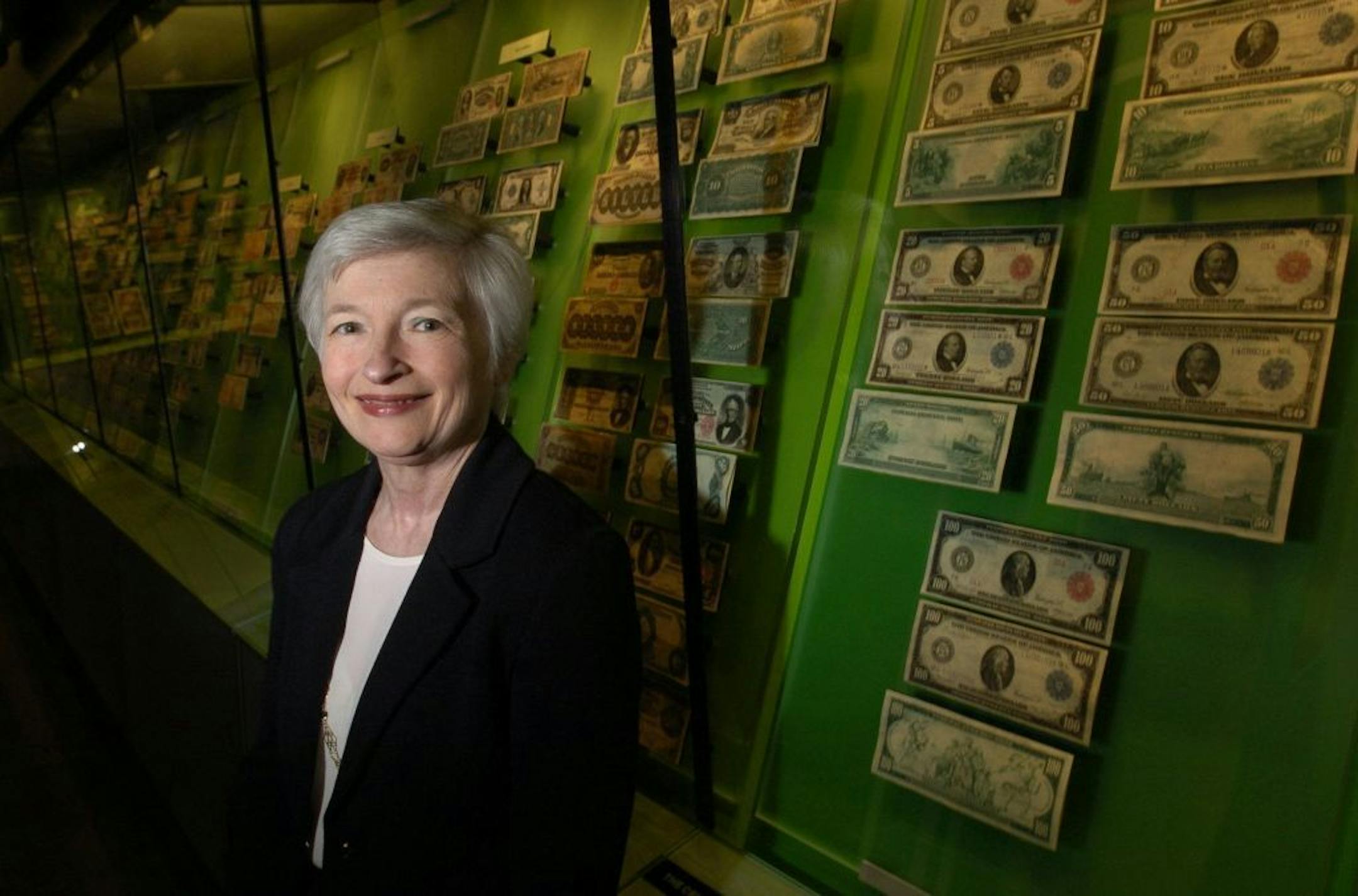 Janet Yellen poses for a photo at the Federal Reserve Bank in San Francisco, California, May 9, 2005. Yellen served as president and chief executive officer of the Federal Reserve Bank of San Francisco from 2004-2011. Dr. Yellen is currently the Vice Chair of the Board of Governors of the Federal Reserve System.