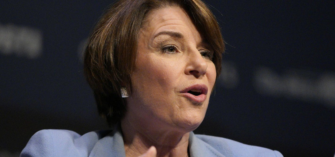 Democratic presidential candidate Sen. Amy Klobuchar, D-Minn., speaks at the Heartland Forum held on the campus of Buena Vista University in Storm Lake, Iowa, Saturday, March 30, 2019. (AP Photo/Nati Harnik)