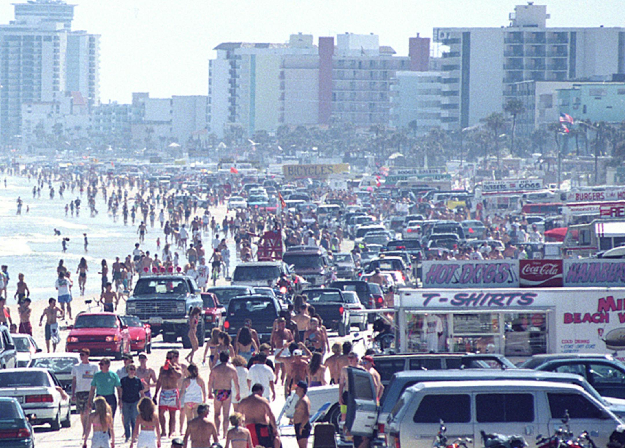 Bungalow Media Daytona beach packed with cars in the documentary "Spring Broke."