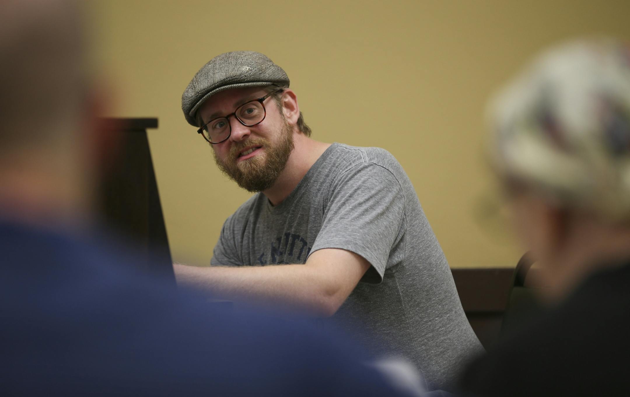 Musical Director Andrew Fleser at the piano during rehearsal Wednesday night.