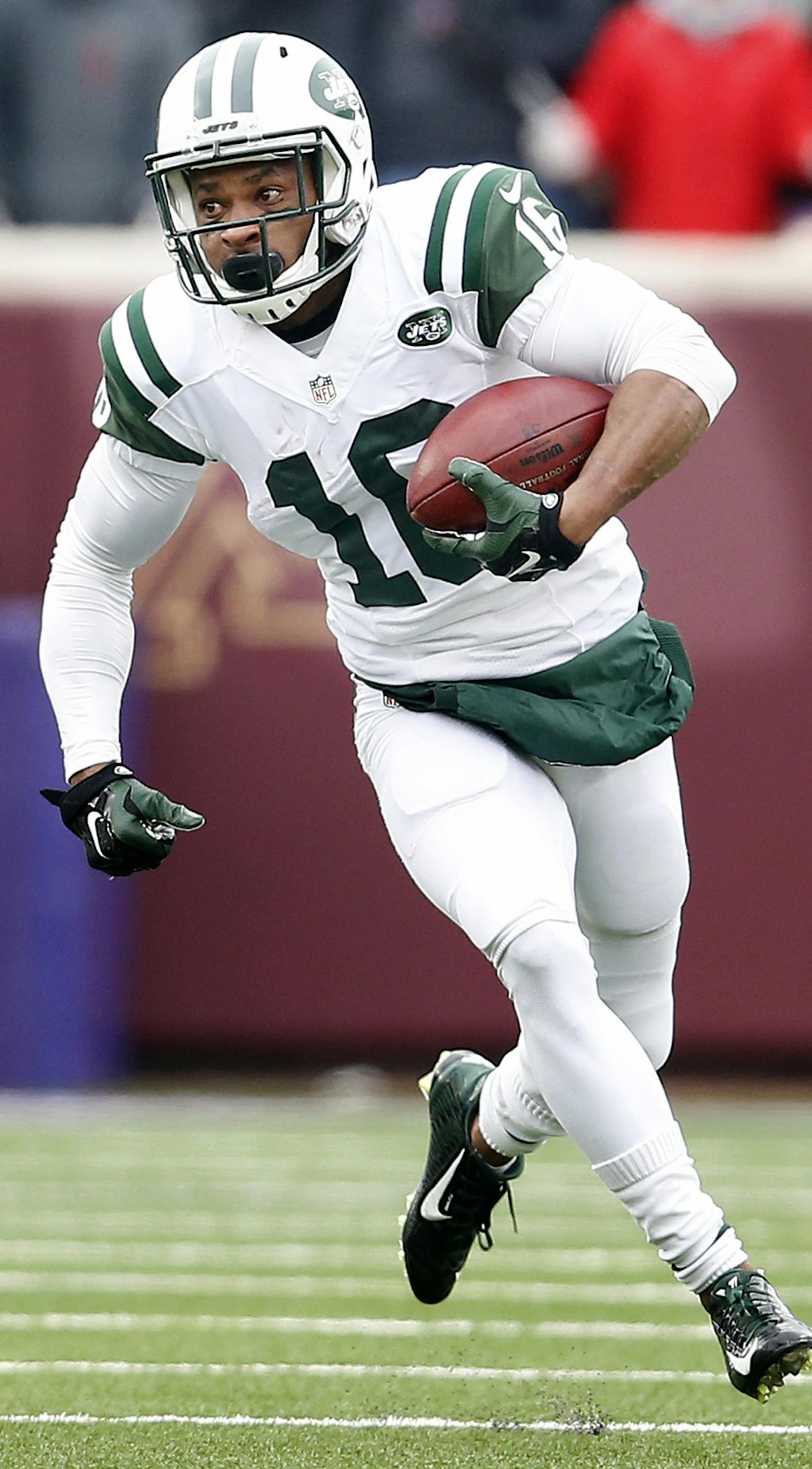 Jets Percy Harvin (16) during a kick return in the first quarter. ] CARLOS GONZALEZ cgonzalez@startribune.com - December 7, 2014 ñ Minneapolis, Minn., TCF Bank Stadium, NFL, Minnesota Vikings vs. New York Jets ORG XMIT: MIN1412071652490044
