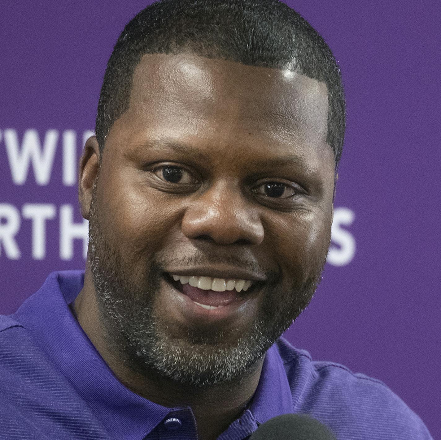 Vikings Defensive Backs Coach Daronte Jones fielded questions from the press during a press conference at TCO Performance Center, Tuesday, February 11, 2020 in Eagan, MN. ] ELIZABETH FLORES • liz.flores@startribune.com