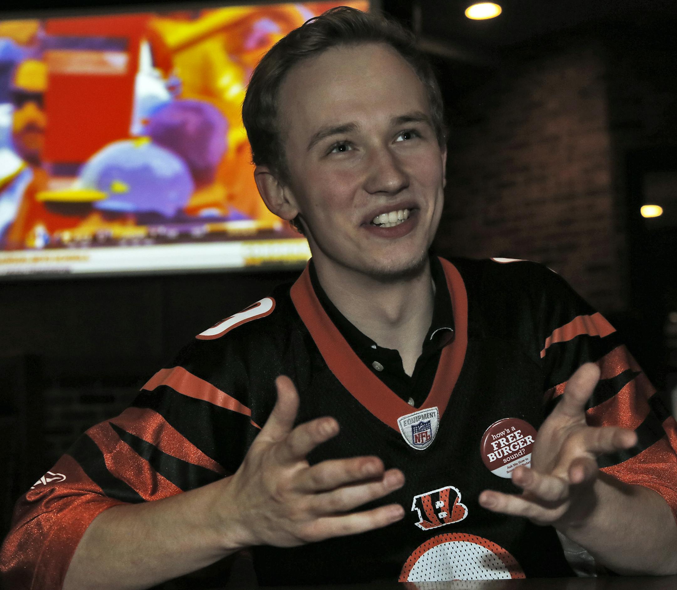 Portraits of patrons at Champs Sports Bar in Richfield asking them if the Super Bowl game is a religious experience or if their favorite team is jinxed. Jamie Weigle, a member of the Champs wait staff. (MARLIN LEVISON/STARTRIBUNE(mlevison@startribune.com)