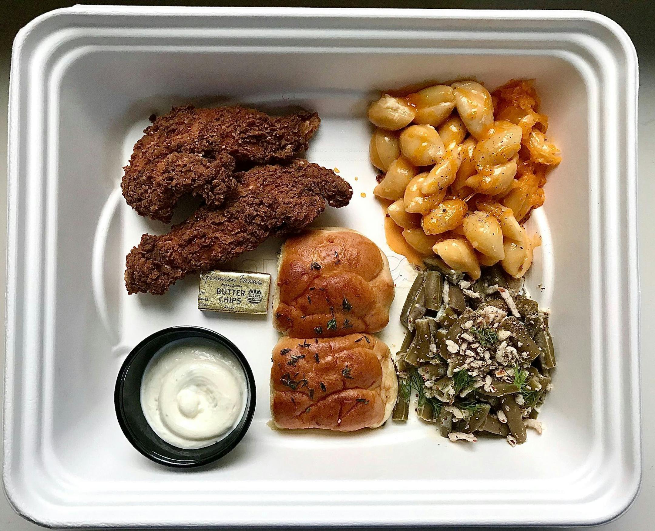Fried chicken TV dinner from Saint Dinette.