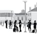 iStock
Silhouette vector illustration of a large group of students on campus.