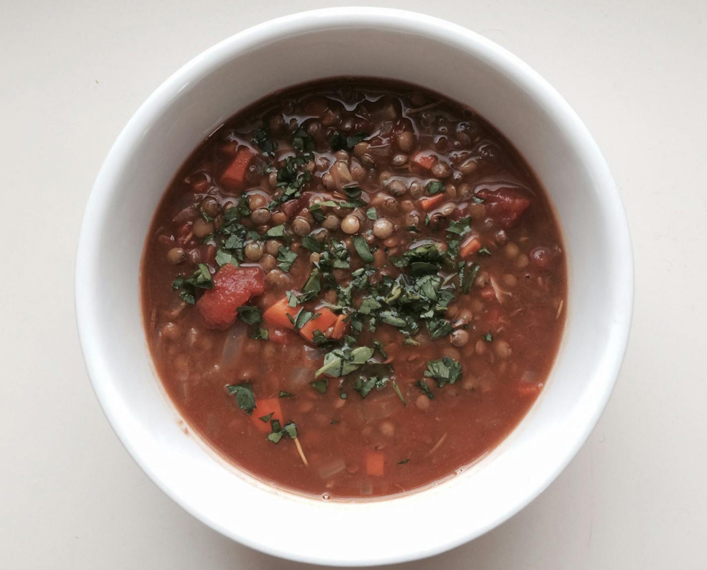 Lentil and Roasted Garlic Soup, photo by Rick Nelson