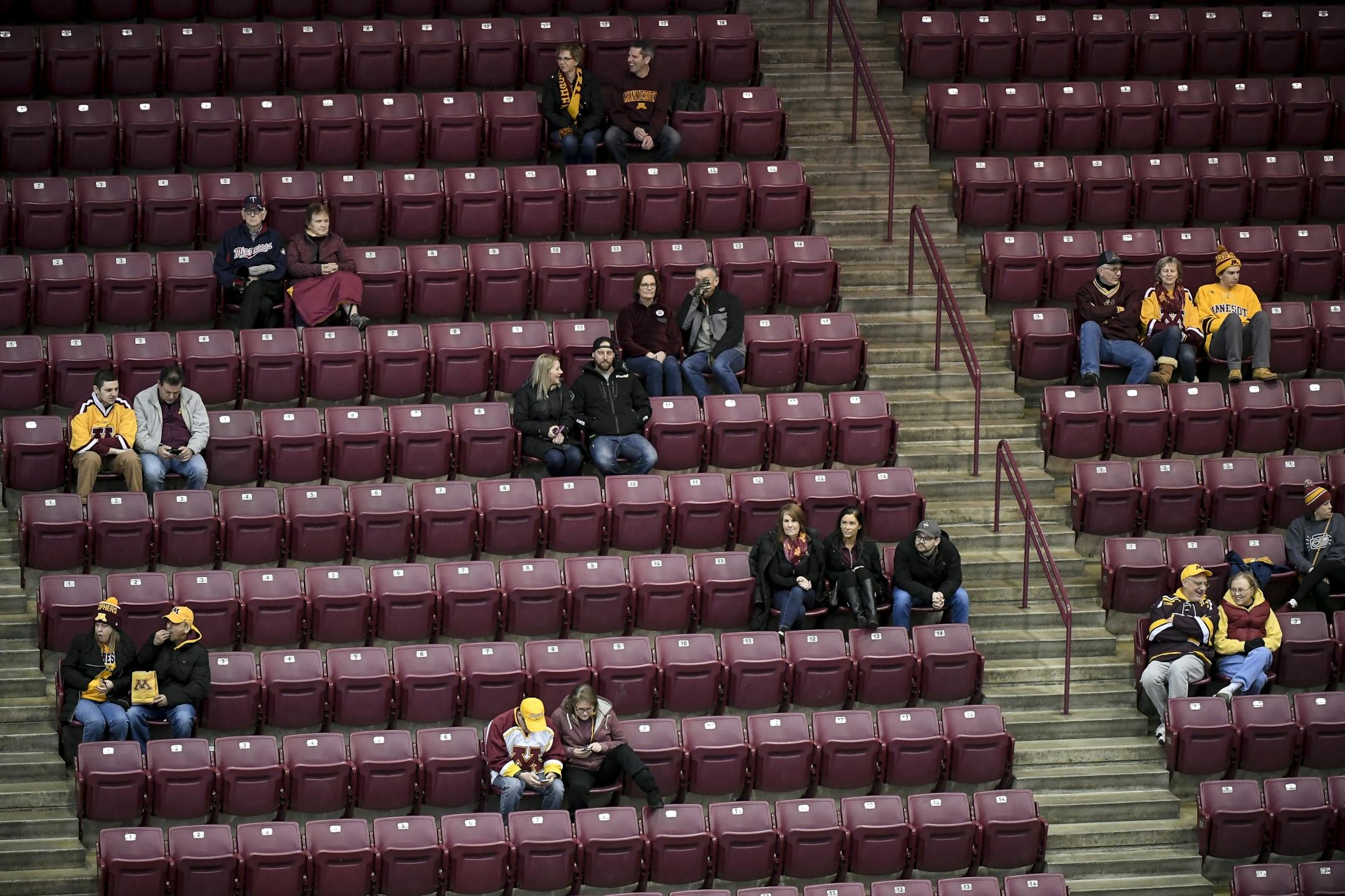 There were lots of empty seats during Minnesota's game against Michigan.