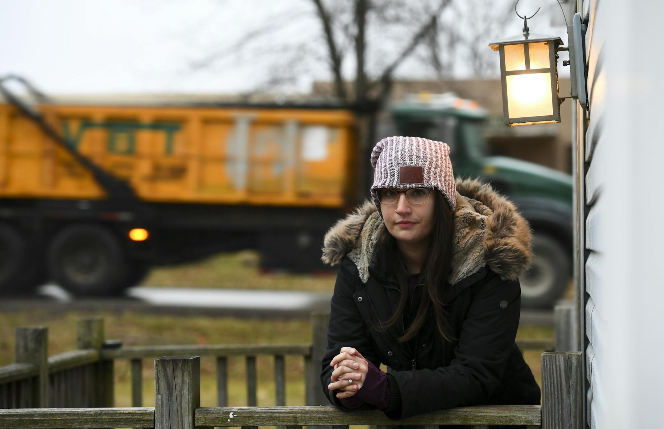 Breanna Baker lives across the street from the Grey Cloud Island Town Hall, which was sold to a mining company that plans to excavate on the site.
