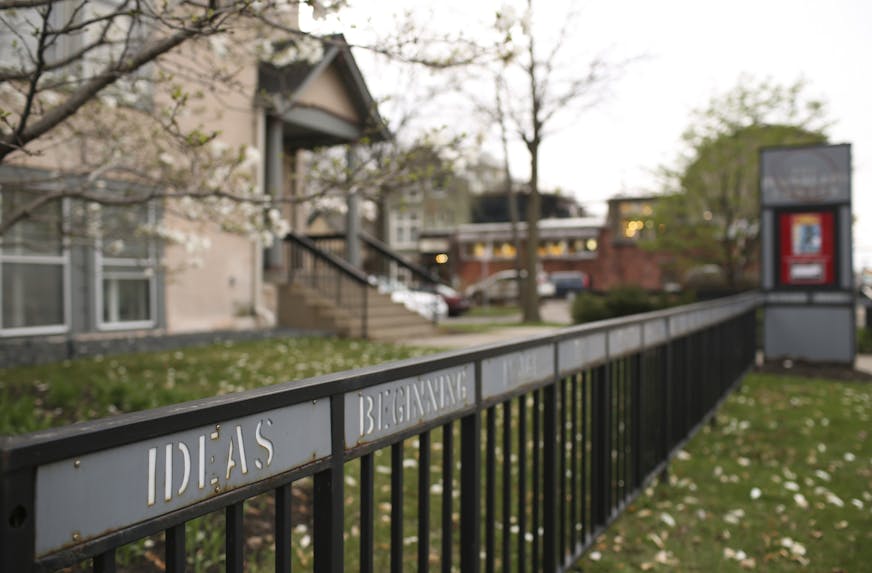 The Playwrights' Center is located in a former church on E. Franklin Av.