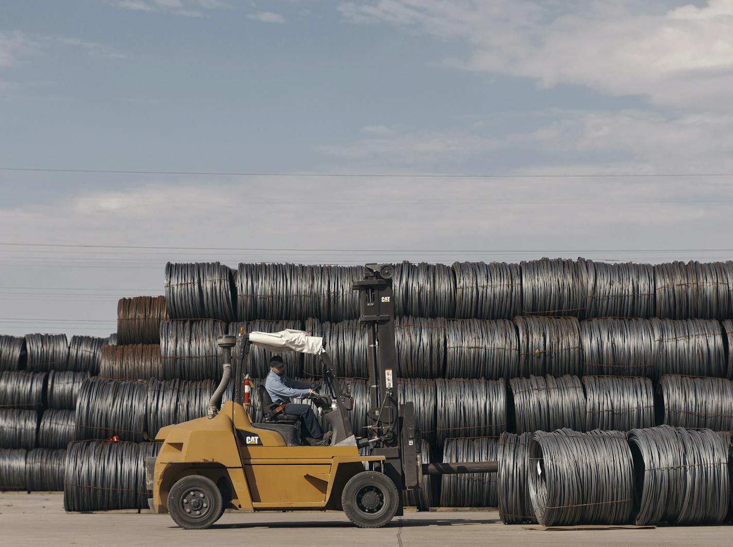 Bales of raw steel imports sit in an outdoor storage yard at the Insteel Industries factory in Houston, March 2, 2018. President Donald Trump is expected to formally sign off on stiff and sweeping tariffs on steel and aluminum imports at noon on March 8, according to people familiar with the deliberations. (Todd Spoth/The New York Times)