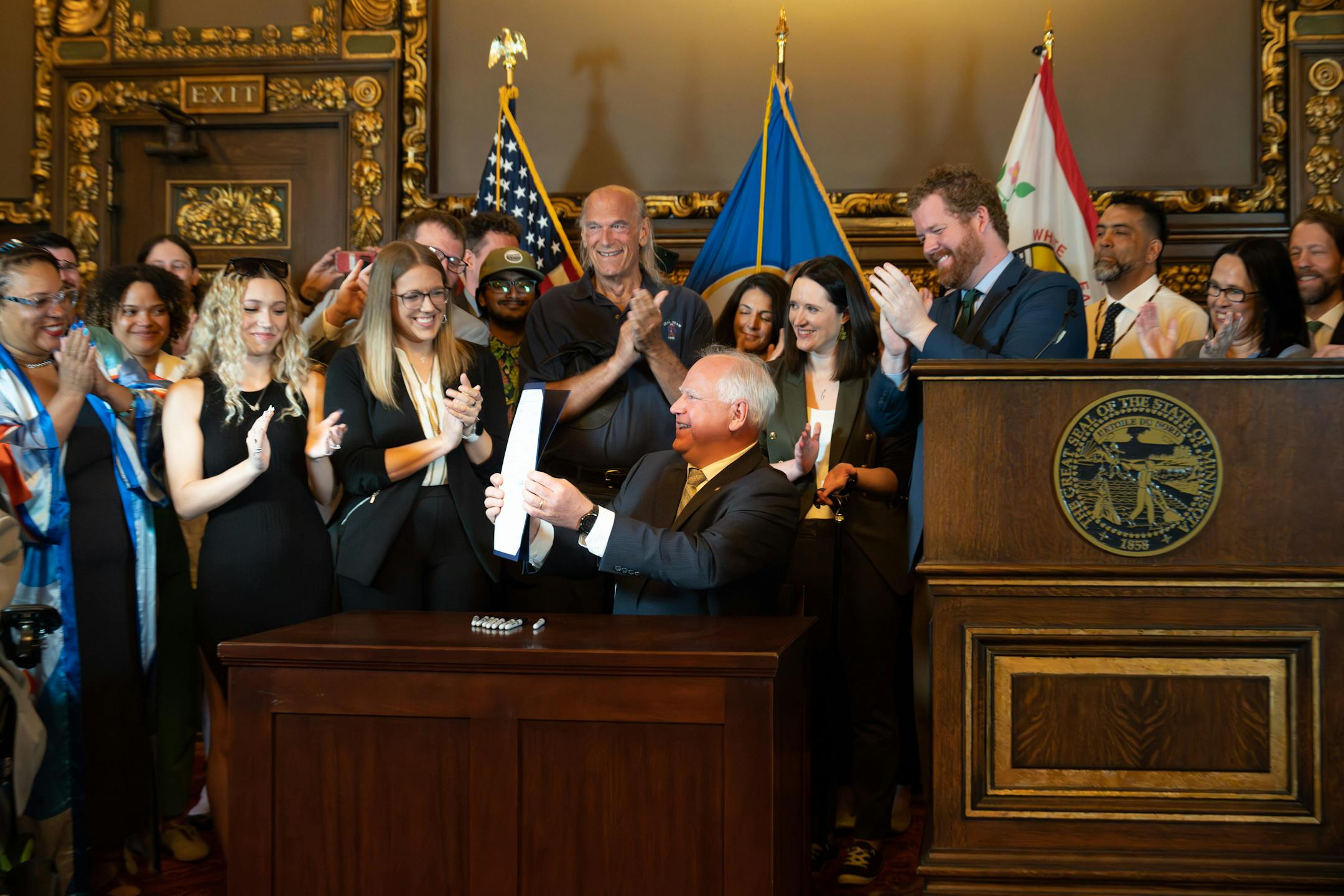 Former Governor Jesse Ventura was on hand as Gov. Tim Walz legalized marijuana in Minnesota with the stroke of a pen on Tuesday, May 30, 2023 St. Paul, Minn.