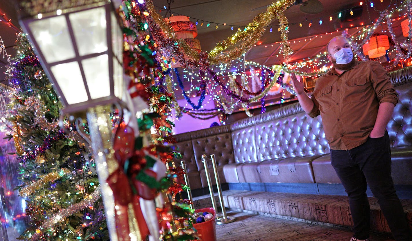 The transformation of Psycho Suzi's into Mary's Christmas Palace, an over-the-top holiday-themed bar in North East Minneapolis. Here, General Manager Donny Nelson. brian.peterson@startribune.com Minneapolis, MN Wednesday, September 30, 2020