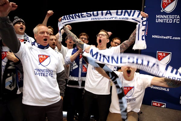 Minnesota United FC fans cheered after a news conference with MLS Commissioner Don Garber and Dr. Bill McGuire on Wednesday announced that Major Leagu