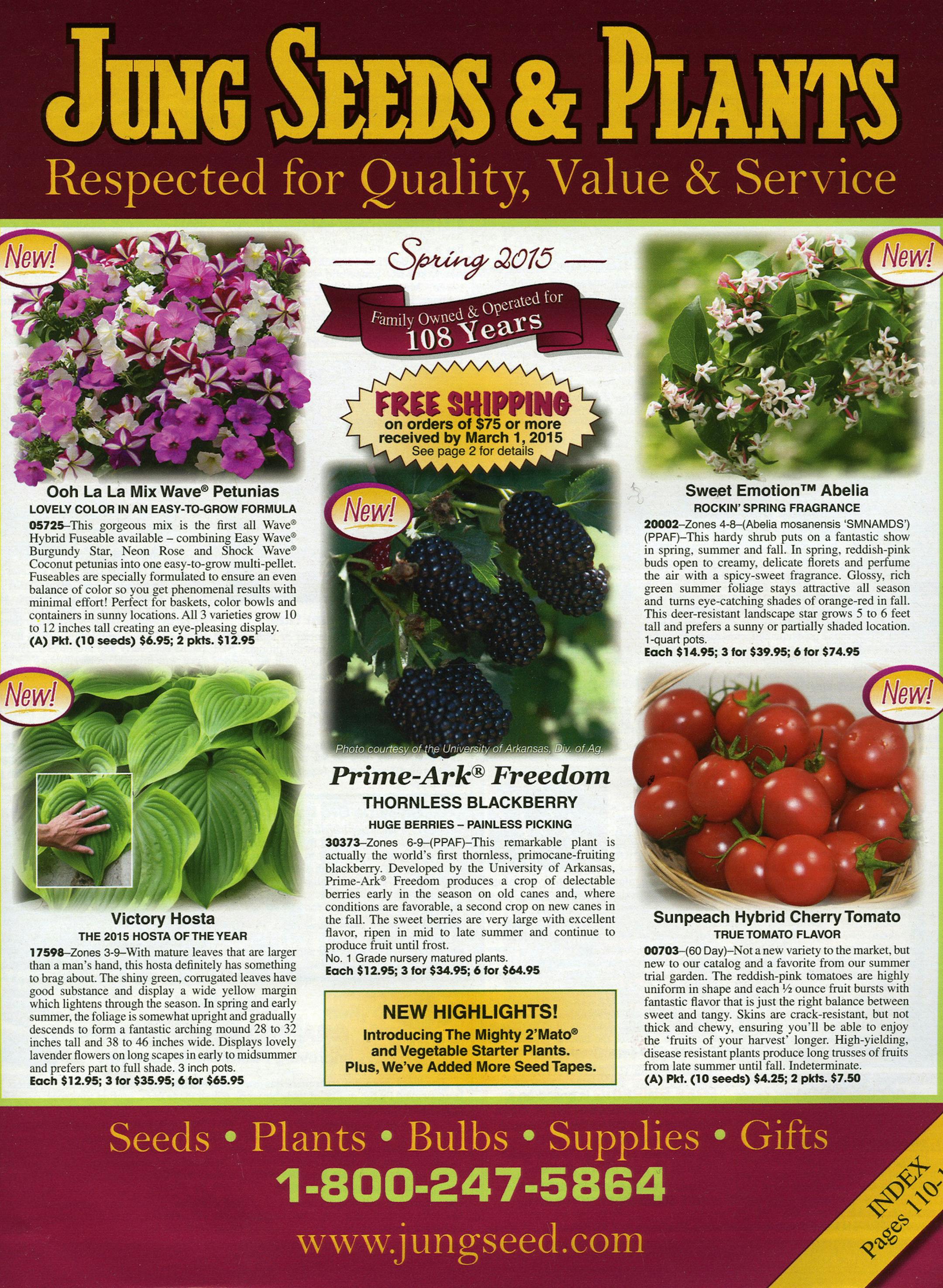 Jung Seeds & Plants catalog Spring 2015