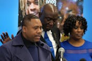 Andre Locke, the father of Amir Locke, speaks alongside attorney Ben Crump and Karen Wells, Amir’s mother, to announce they are suing the city of Mi