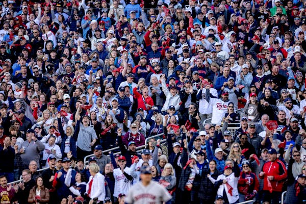 Twins fans were in full throat at the start of Game 3 of the ALDS at Target Field on Tuesday.