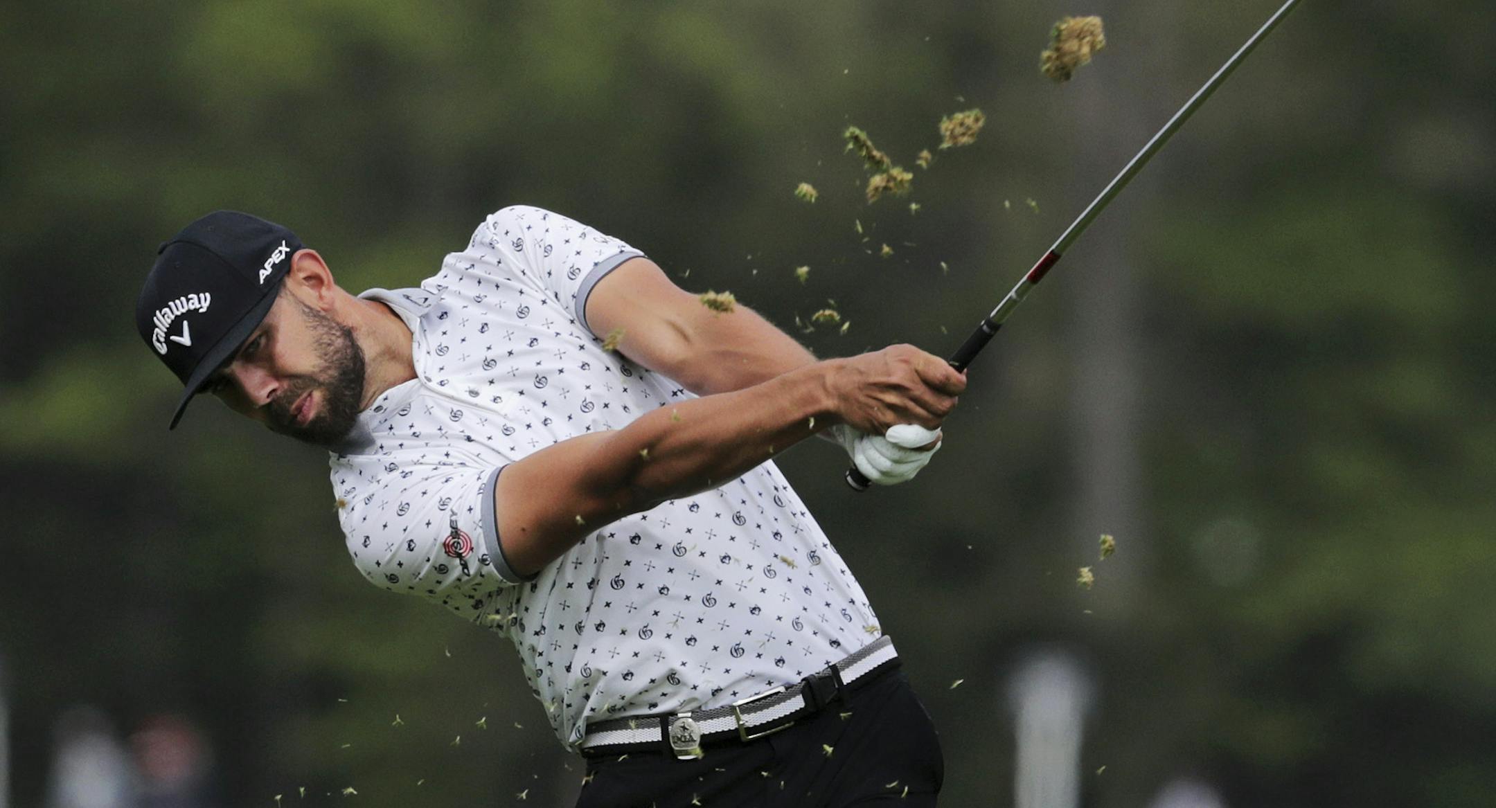 Erik Van Rooyen, of South Africa, hits off the 12th fairway during the second round of the PGA Championship golf tournament, Friday, May 17, 2019, at Bethpage Black in Farmingdale, N.Y. (AP Photo/Charles Krupa)