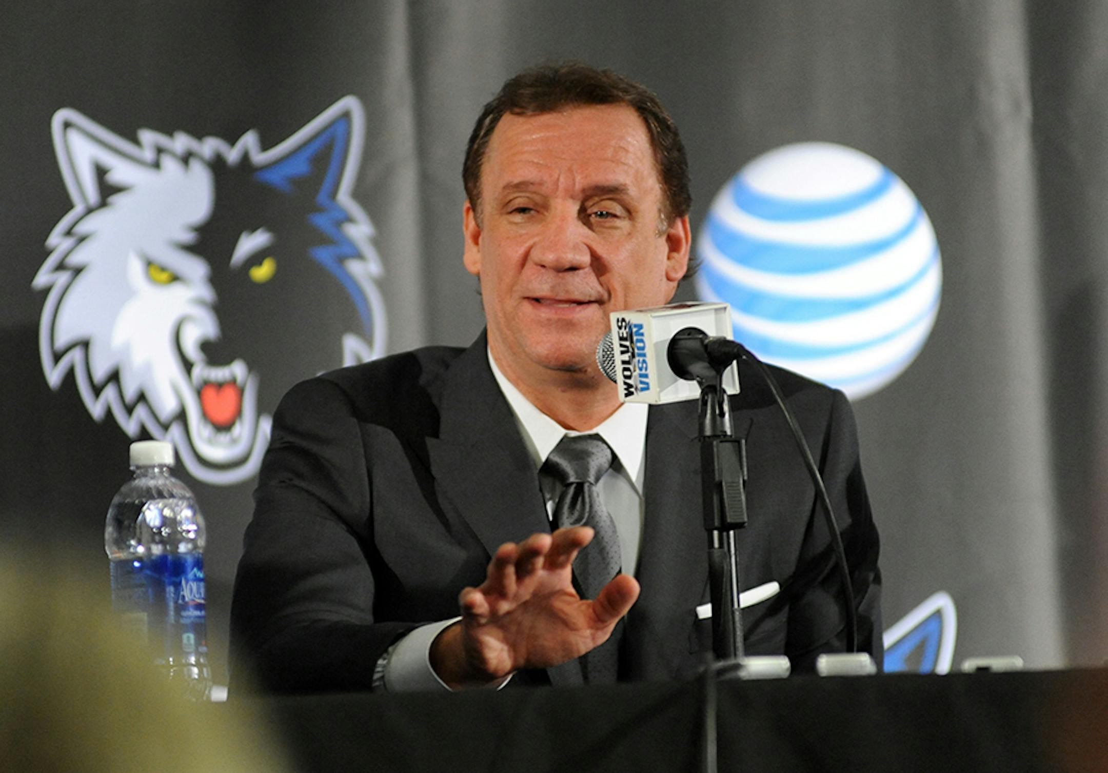 Former head coach Flip Saunders was introduced as the Timberwolves' new president for basketball operations. Flip Saunders and Wolves owner Glen Taylor talked about the future and how to rebuild the team.