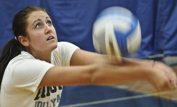 Blaine High School volley ball team member Sydney Dimke practiced earlier this year.