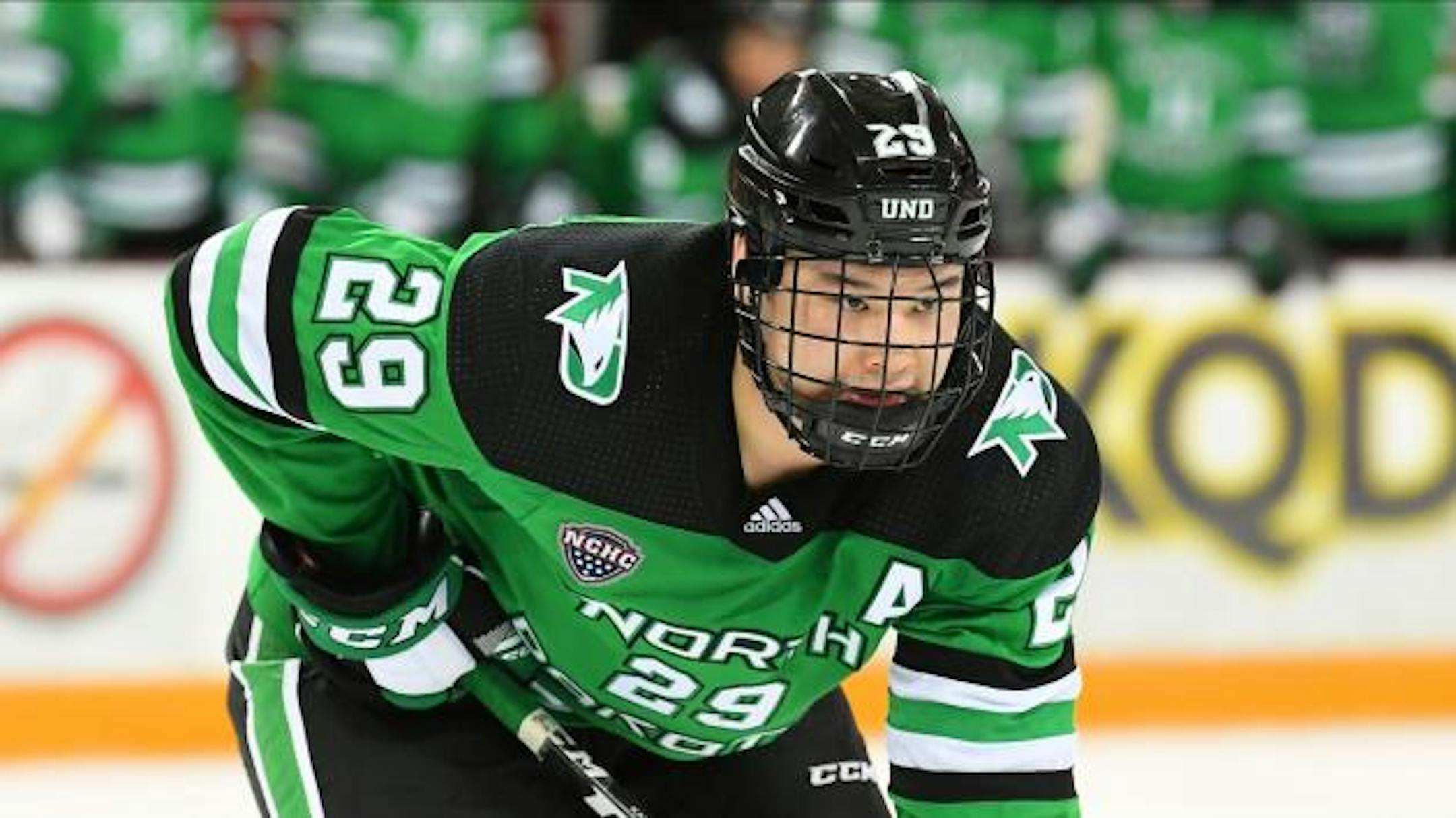 North Dakota forward Jordan Kawaguchi