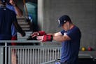 Twins reliever Trevor May worked out with weights in the Target Field concourse ahead of practice Friday. The righthander is coming off a career-low E