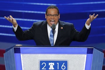 Rep. Keith Ellison, D-Minn., speaks during the first day of the Democratic National Convention in Philadelphia , Monday, July 25, 2016.