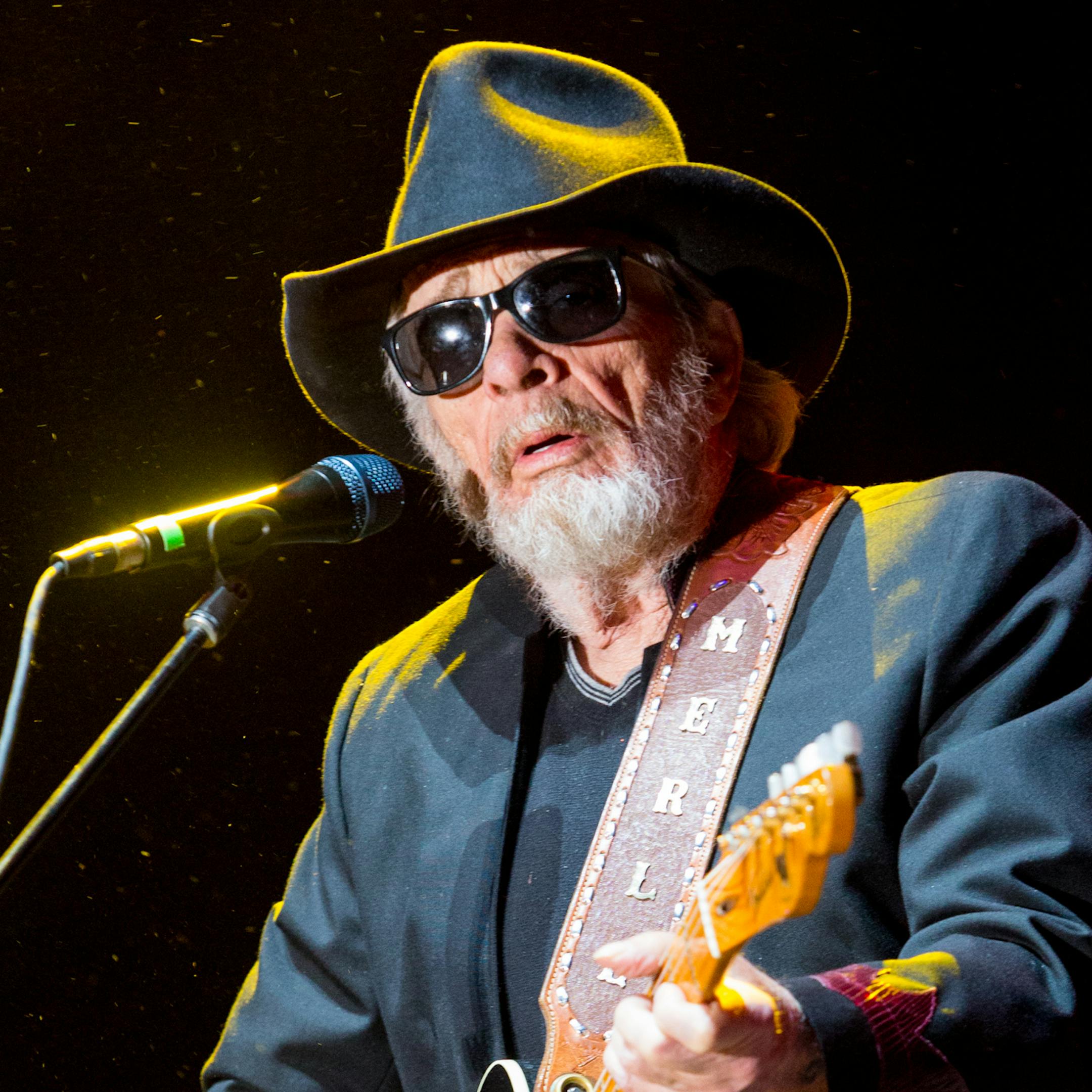 Merle Haggard performs on stage during the 2015 Stagecoach Festival at the EmpireClub on Friday, April 24, 2015, in Indio, Calif. (Photo by Paul A. Hebert/Invision/AP) ORG XMIT: INVW