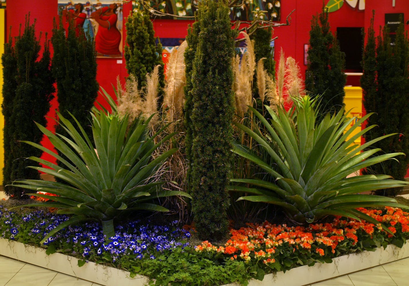 Part of the flower show display on the first floor of Macy's.