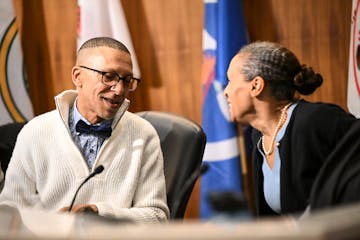 Collin Beachy, left, was chosen as the new chair of the Minneapolis Public School board. Kim Ellison, at right, will serve as vice chair.