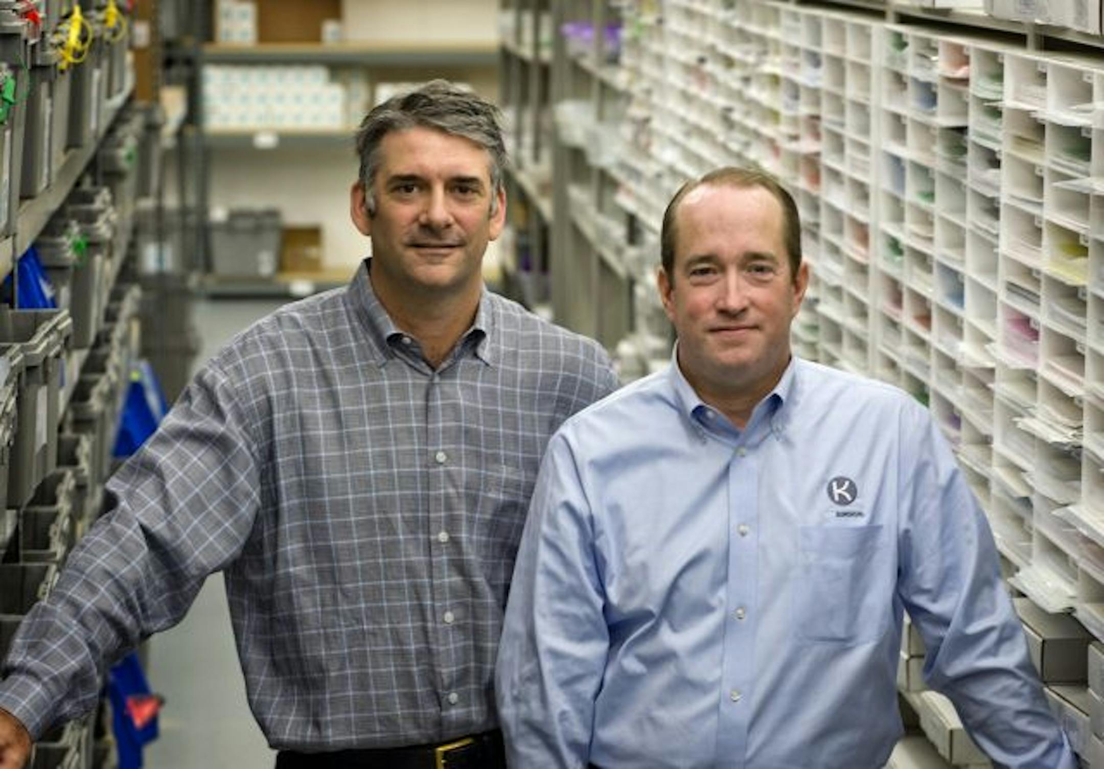 Key Surgical COO Scot Milchman, left, and Brian O'Connell, president and CEO. Key Surgical partners with Lifeworks Services to do some of their light product assembly work.