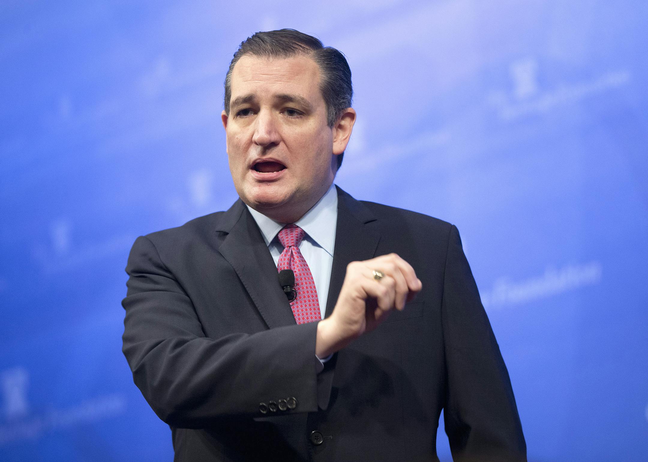 Republican presidential candidate Sen. Ted Cruz, R-Texas speaks at the Heritage Foundation in Washington, Thursday, Dec. 10, 2015. (AP Photo/Pablo Martinez Monsivais)
