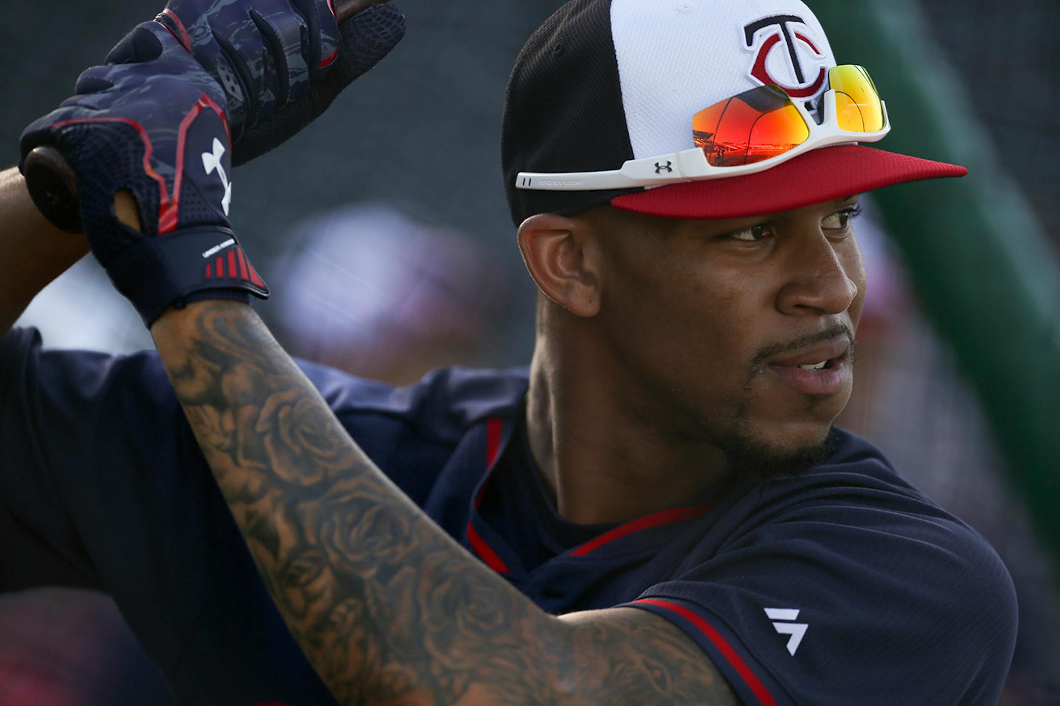 Minnesota Twins center fielder Byron Buxton took batting practice before Thursday night's game against the Red Sox at Hammond Stadium.