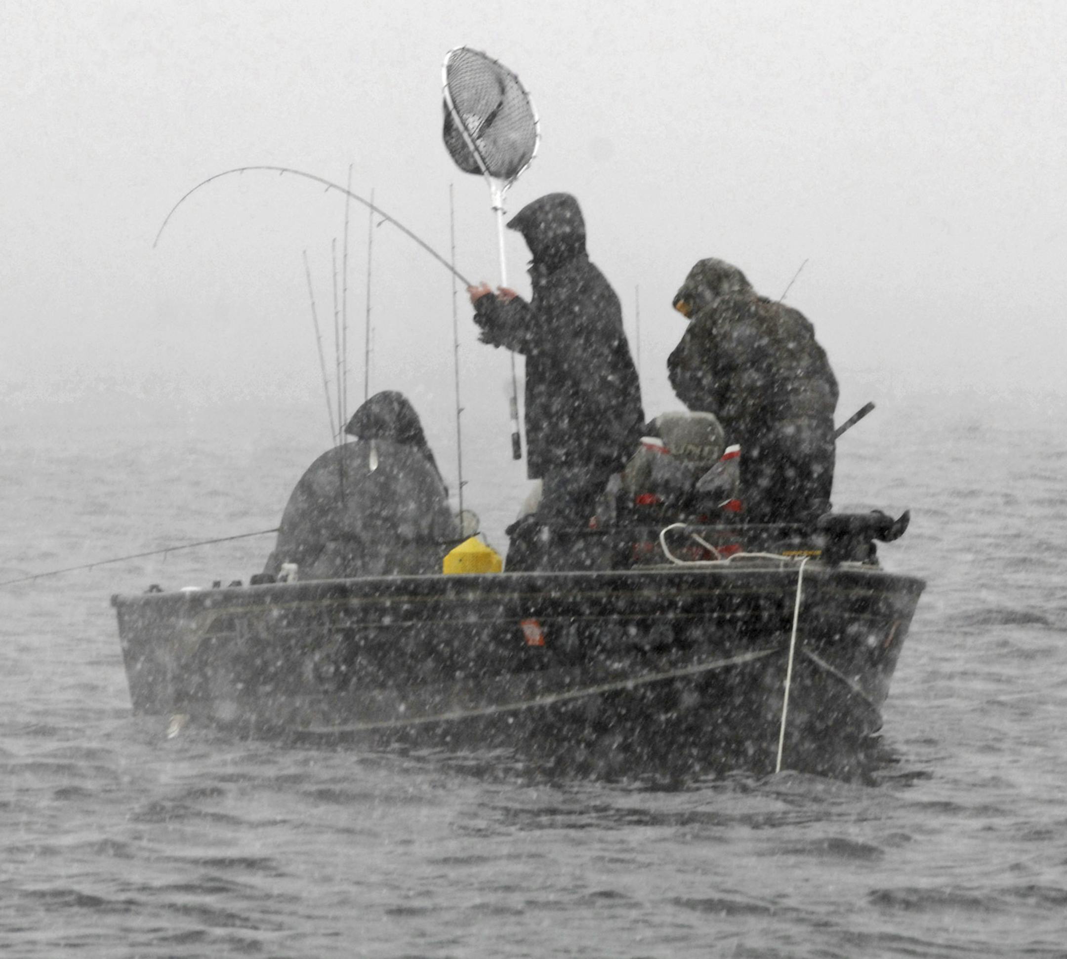 The weather was brutal for the 2008 fishing opener at Upper Red Lake, but at least there was open water. This year, some northern lakes are in danger of being ice-covered come the May 11 fishing opener.