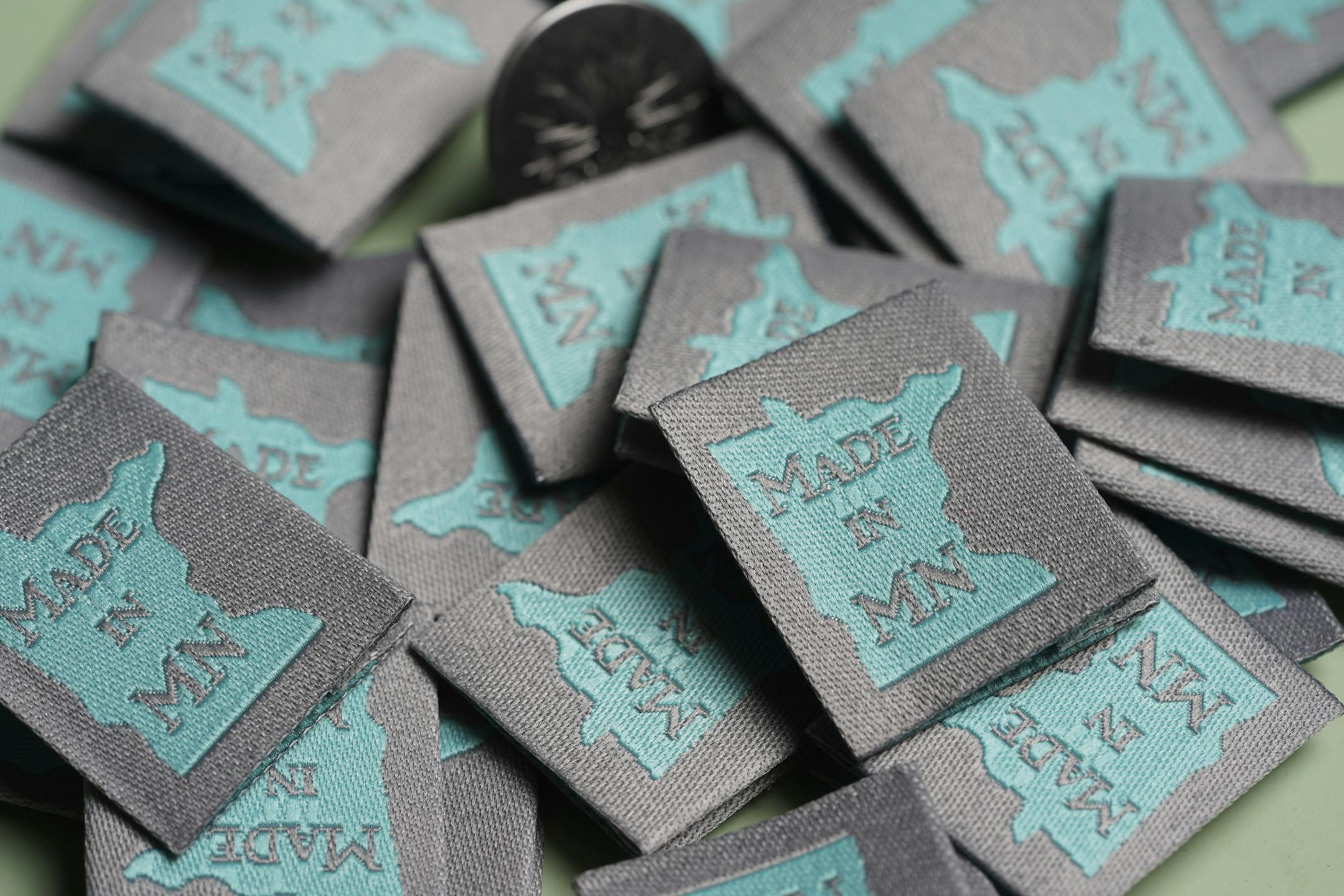 Detail of the tags Salvia Lani designed to be sewn into the pockets of her Arctic Denim jeans. ] JEFF WHEELER • Jeff.Wheeler@startribune.com When Salvia Lani moved to Minnesota from Hawaii she knew she had to do something to help her cope with the cold. Her line of waterproof, insulated jeans, Arctic Denim, is the result. He designed the jeans in cuts for men and women and are sewn locally. Salvia Lani was photographed Monday night, February 17, 2020 at her home in St. Paul.