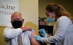 The local media was on site to watch Minnesota Gov. Tim Walz and Commissioner of Health Jan Malcom receive their annual flu shots at the United Family