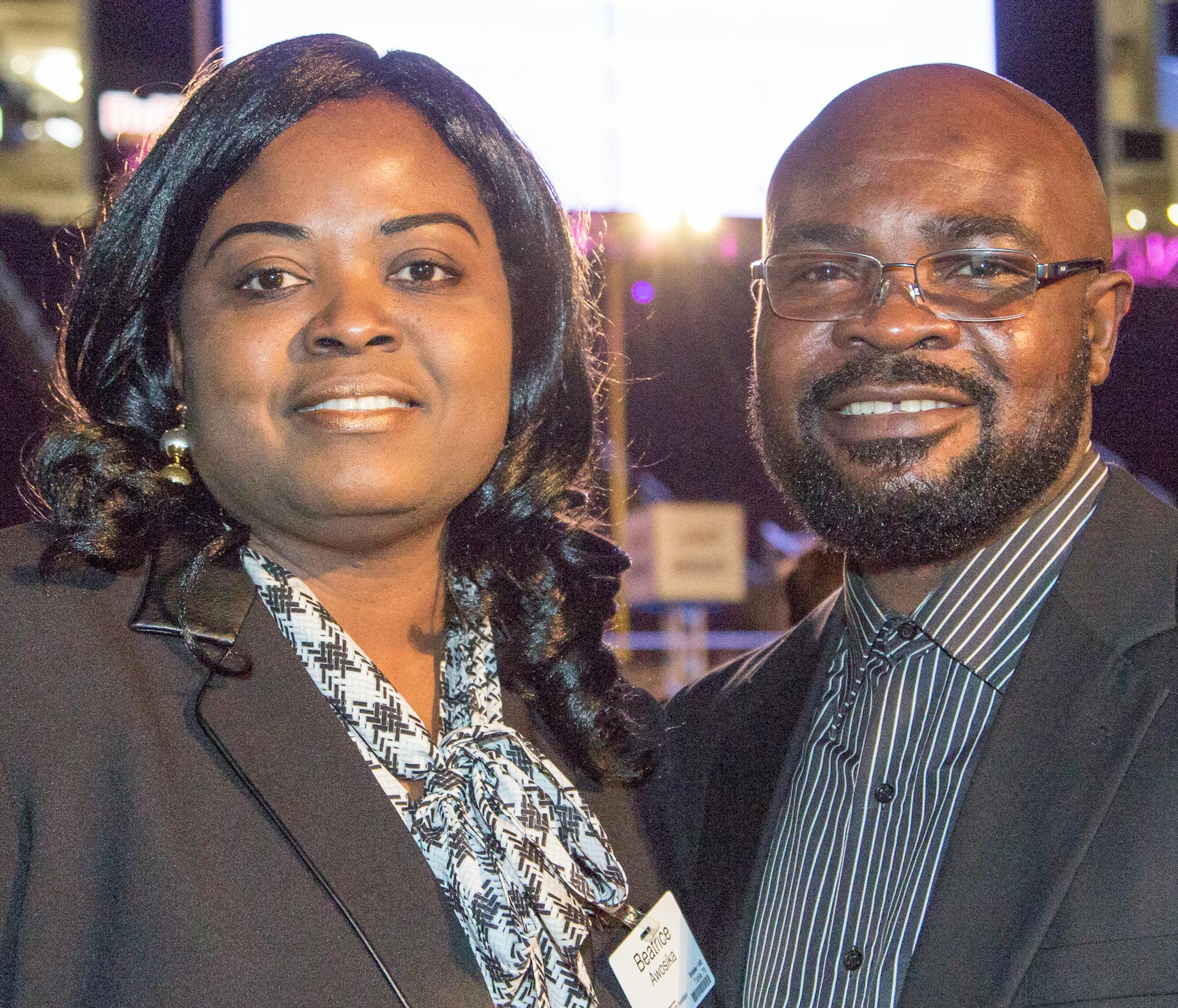 Beatrice and Victor Awosika attend the HCMC Light Up the Night Gala at US Bank Stadium. [ Special to Star Tribune, photo by Matt Blewett, Matte B Photography, matt@mattebphoto.com, December 2, 2016, Hennepin County Medical Center Light up the Night Gala, US Bank Stadium, Minneapolis, Minnesota, SAXO 1002449430, 010117FACES