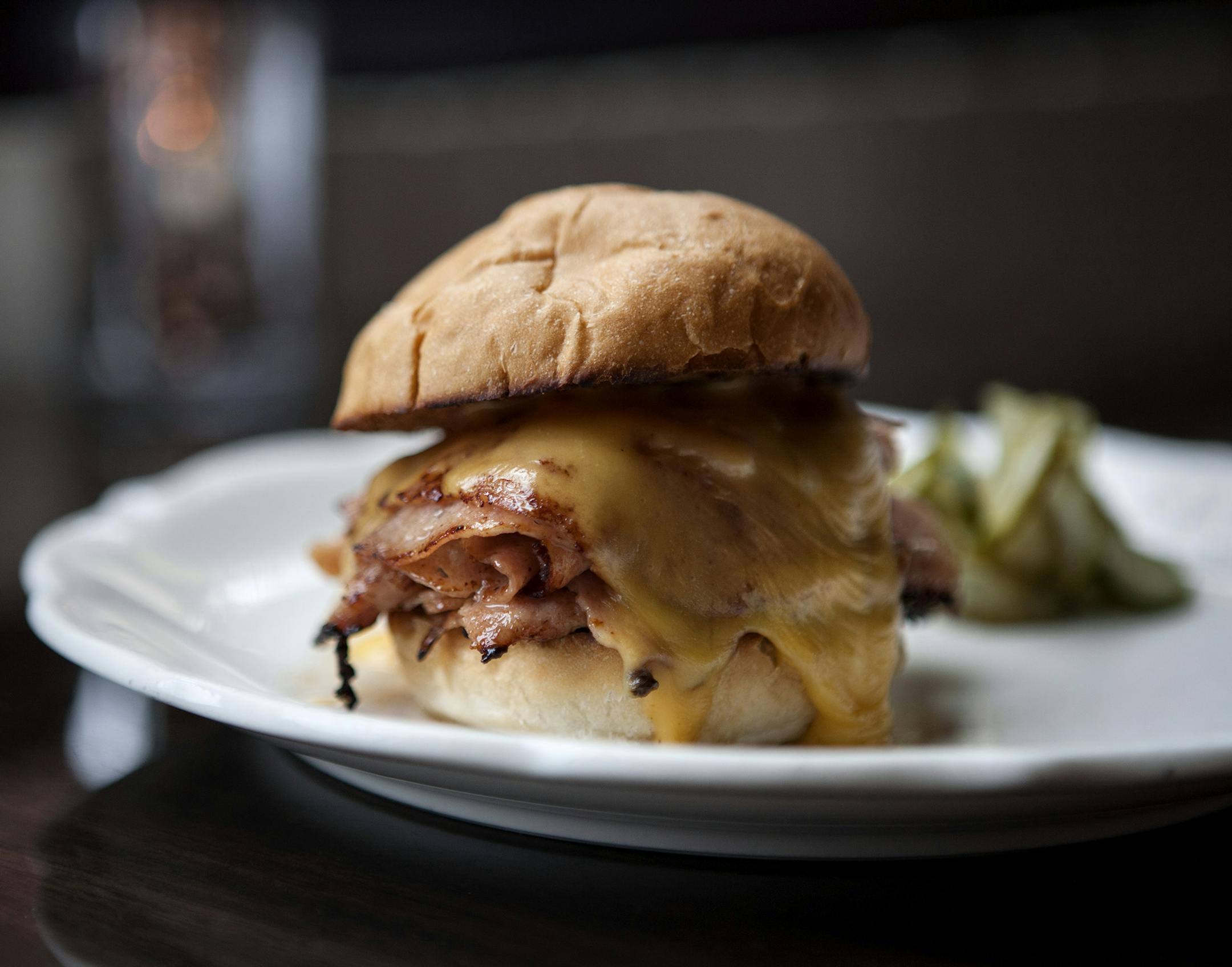 Bologna with cheddar and house pickle at Saint Dinette in St. Paul September 24, 2015. (Courtney Perry/Special to the Star Tribune)