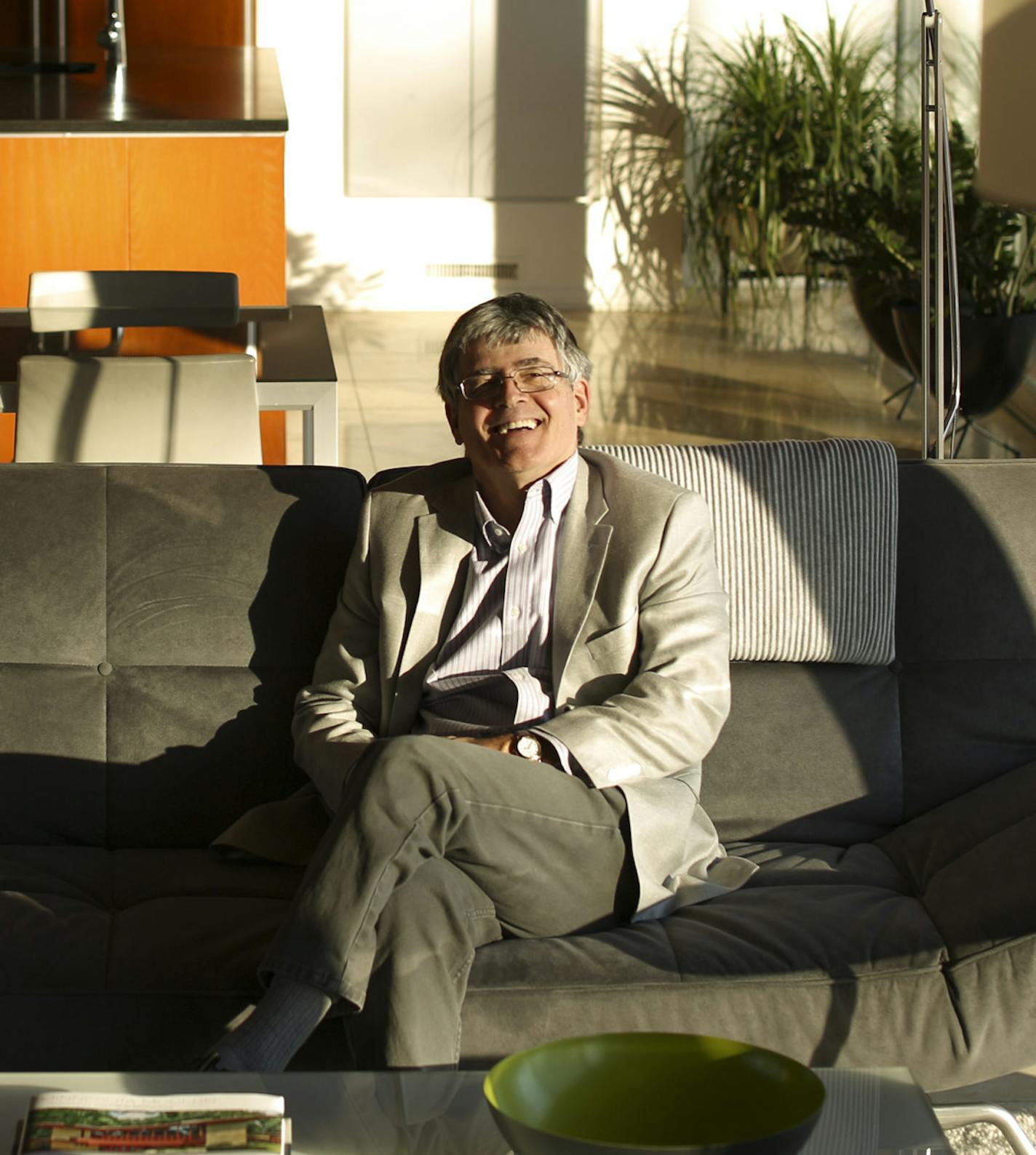 Author Larry Millett in the high-style midcentury Buck House overlooking the Mississippi River Valley. See more photos online at startribune.com/homegarden.