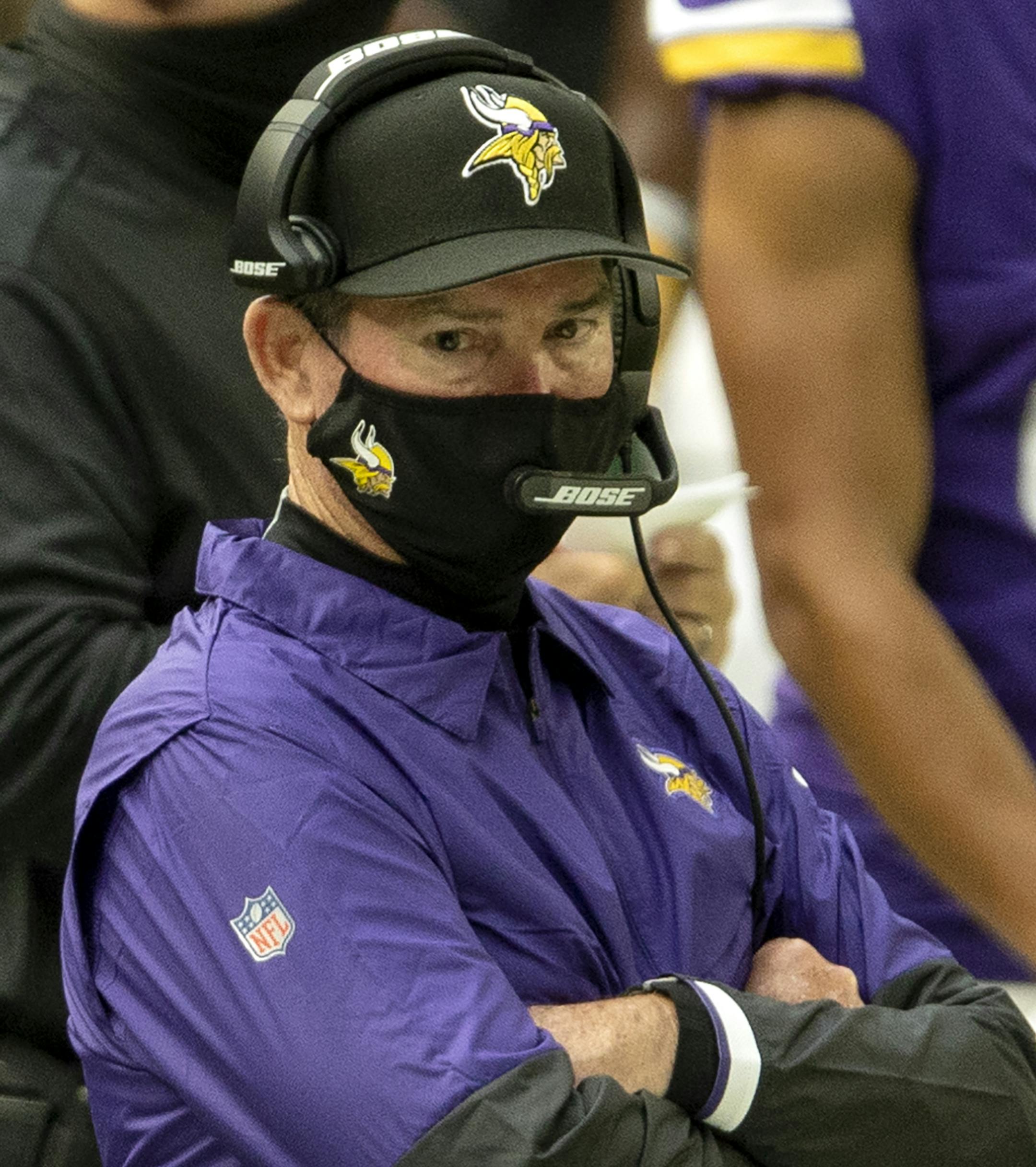 Minnesota Vikings Mike Zimmer in the fourth quarter. ] CARLOS GONZALEZ • cgonzalez@startribune.com – Minneapolis, MN – September 13, 2020, U.S. Bank Stadium, NFL, Minnesota Vikings vs. Green Bay Packers