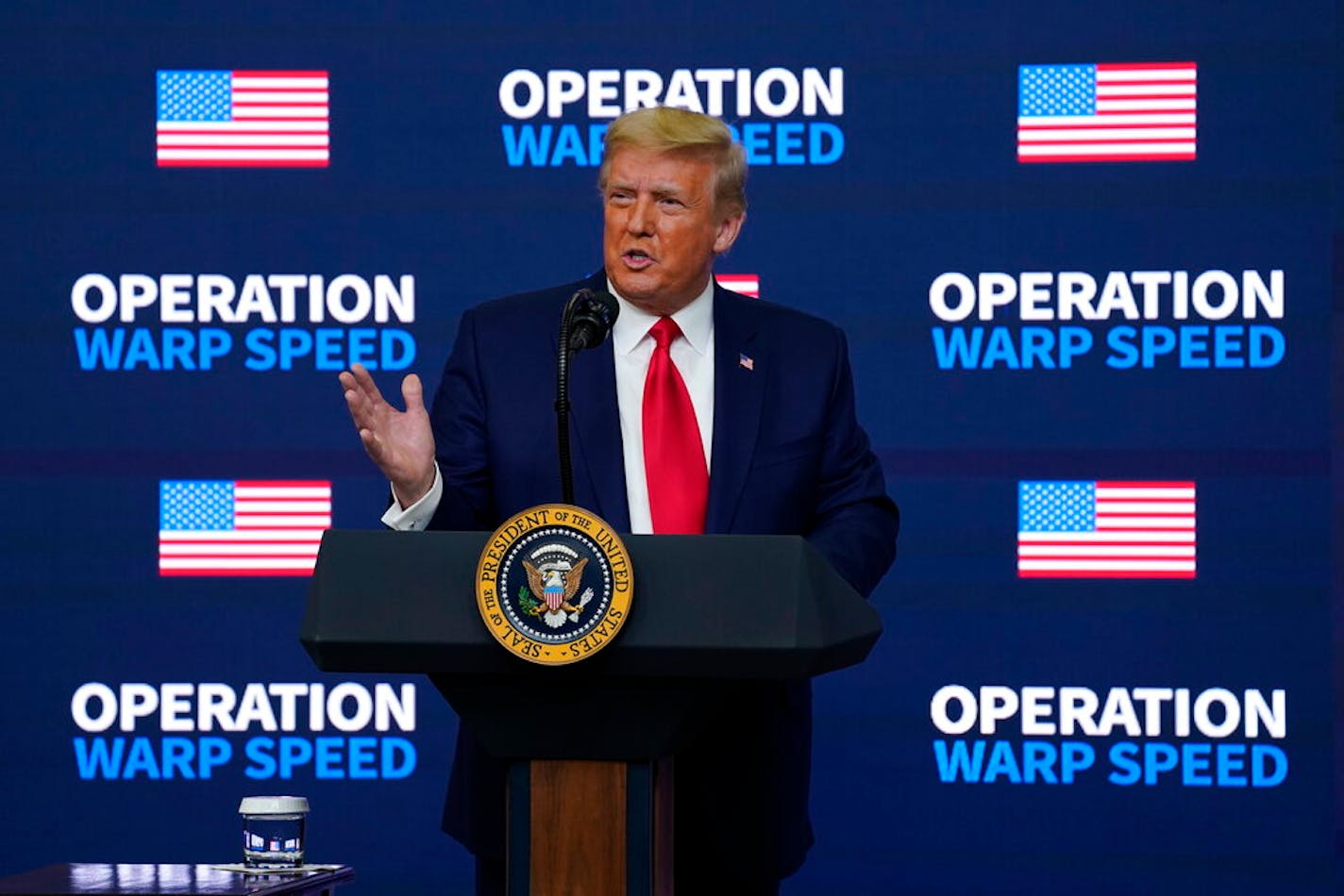 President Donald Trump speaks during an "Operation Warp Speed Vaccine Summit" on the White House complex, Tuesday, Dec. 8, 2020, in Washington.