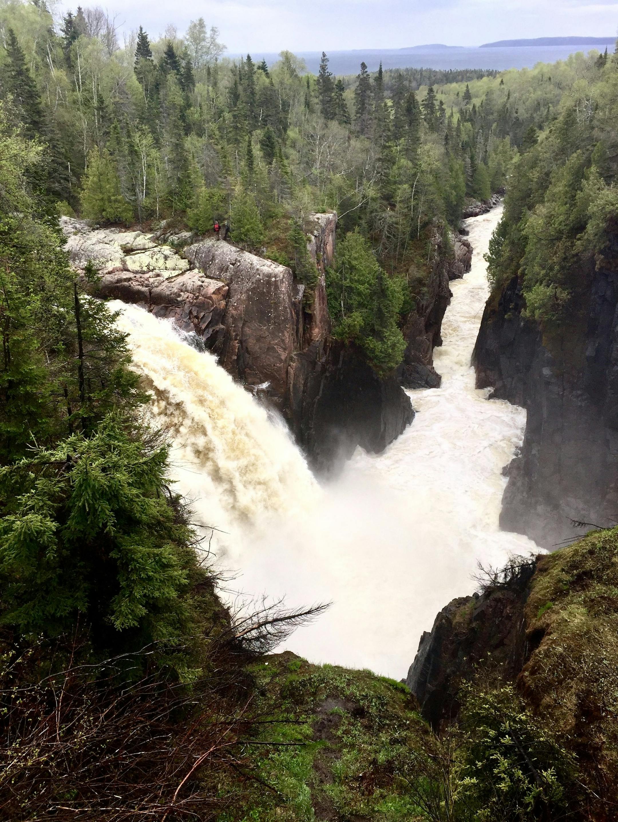 Aguasabon Falls in Terrace Bay, Ontario -- one of the stops along the 1,300-mile Lake Superior Circle Tour.