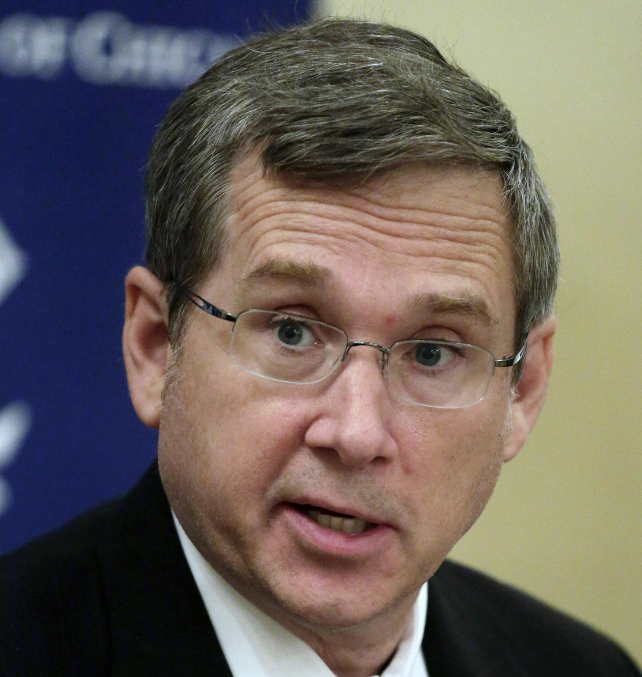 FILE - In this Aug. 19, 2013 file photo, Sen. Mark Kirk, R-Ill. speaks in Chicago. Proponents of a bill that would prohibit employers from discriminating against workers on the basis of sexual orientation or gender identity are optimistic about the measureís prospects ahead of a crucial Senate vote. Nearly 20 years after a similar bill failed by one vote, Republicans and Democrats have joined forces on a bill critical to gay rights advocates. The broad support reflects changing national vie