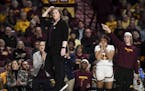 Minnesota Gophers head coach Lindsay Whalen looked on as her team turned over the ball in the fourth quarter.