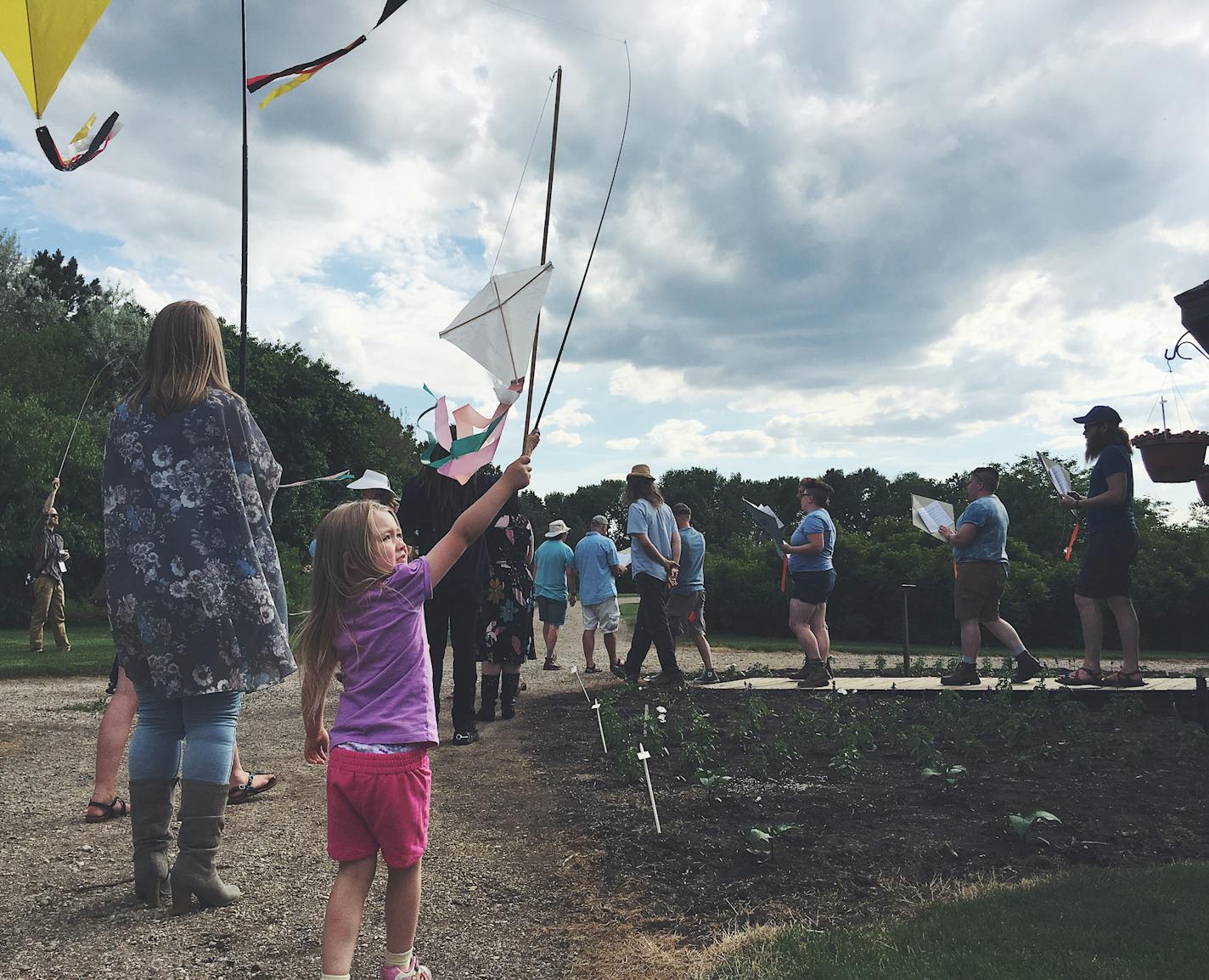 Performers and audience members flew kites for an interactive piece by Minnesota artist Bethany Lacktorin called "A Steady and Irresistible Wind."